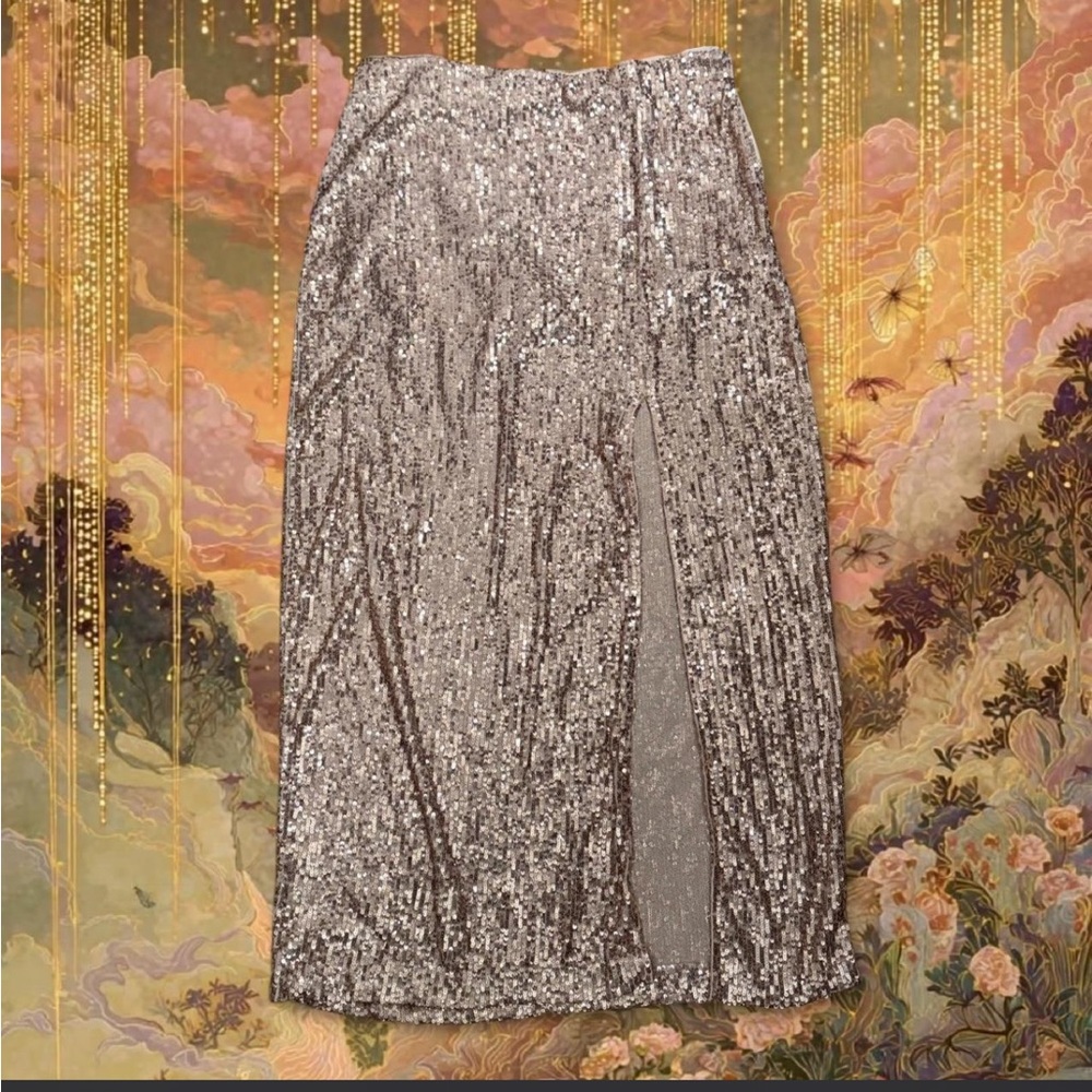 Pastel pink sequin maxi skirt Free people